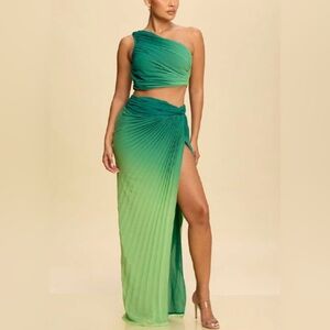 Chic Ombre Green Maxi Skirt
